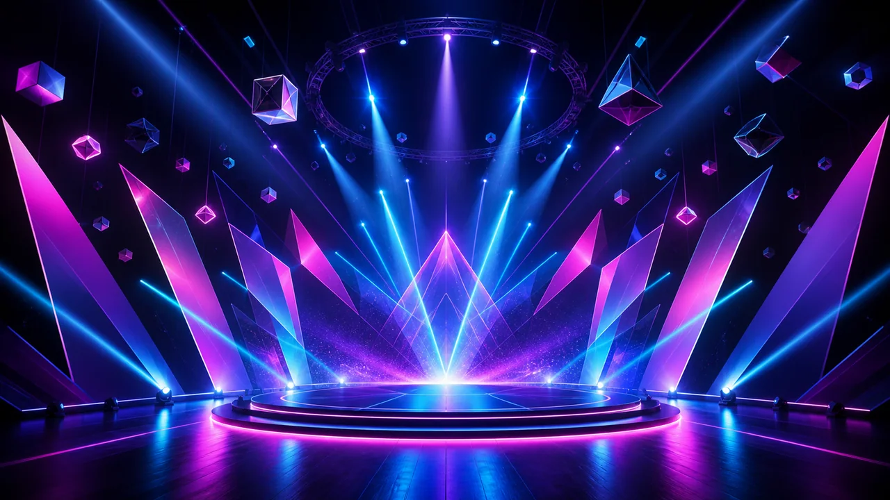 Futuristische Neon-Bühne für eine Event-Promotion