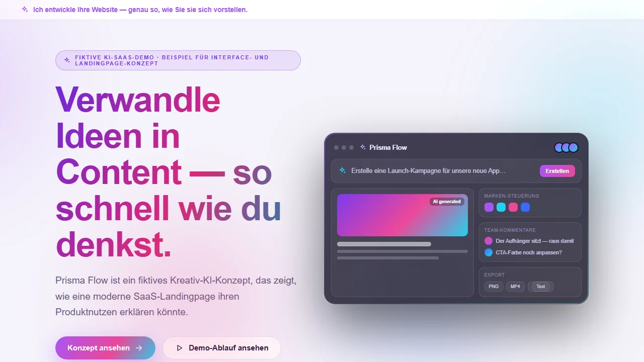 Hero-Vorschau der Start-up-Website