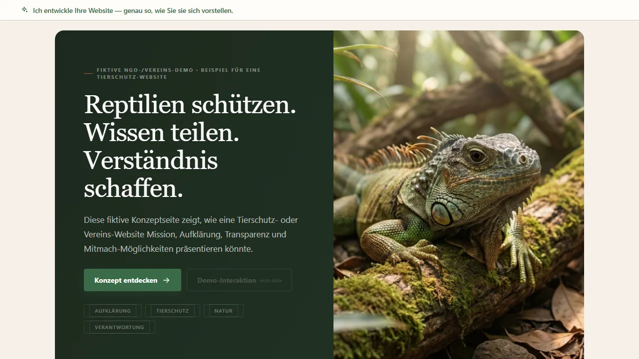 Hero-Vorschau der Vereinswebsite